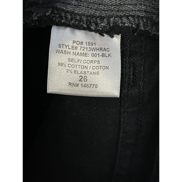 RE/DONE Originals Jeans Womens 26 Black High Rise Ankle Crop Raw Hem Button Fly - Picture 11 of 14